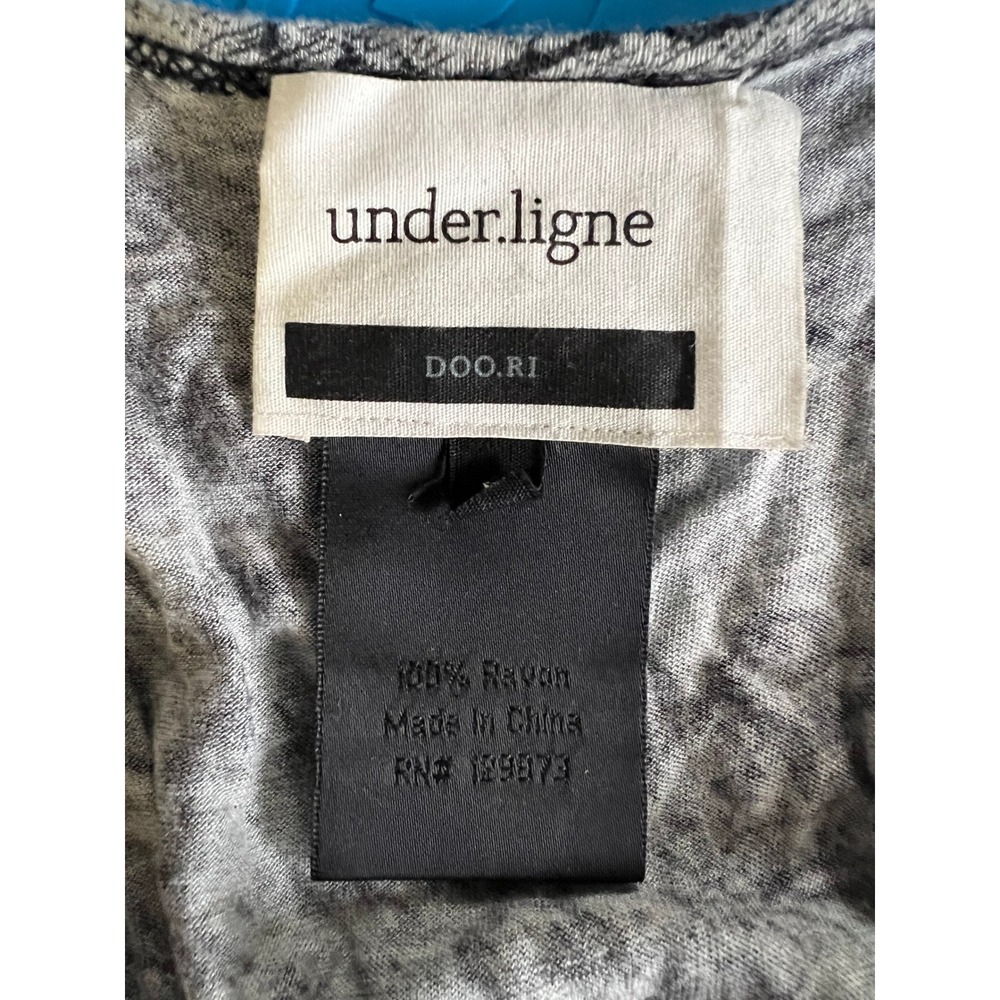 Under.ligne Doo.Ri Womens XS Grey Black Abstract Print Rayon Ruched Mini Dress - Picture 6 of 7